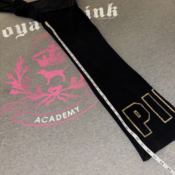 Victoria’s Secret PINK Foldover Flare Leggings Gold Sequin Bling Logo - Medium - Picture 11 of 11